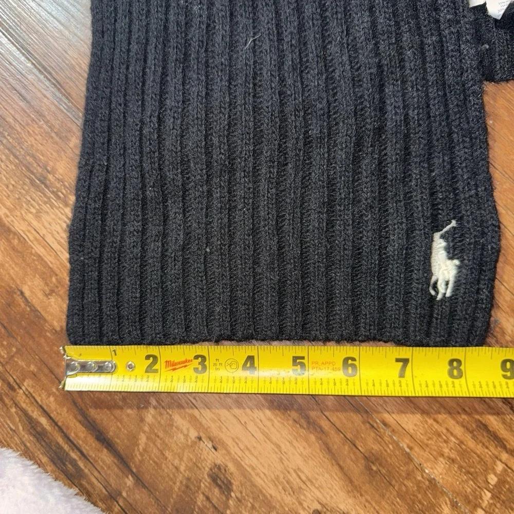 Polo Ralph Lauren Black Unisex Lambswool Knit Scarf